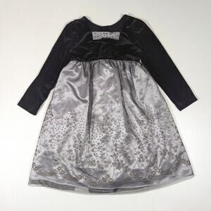 Jona Michelle Dress Girls Sz 6X Black Velour Shimmery Tulle Holiday Glitter